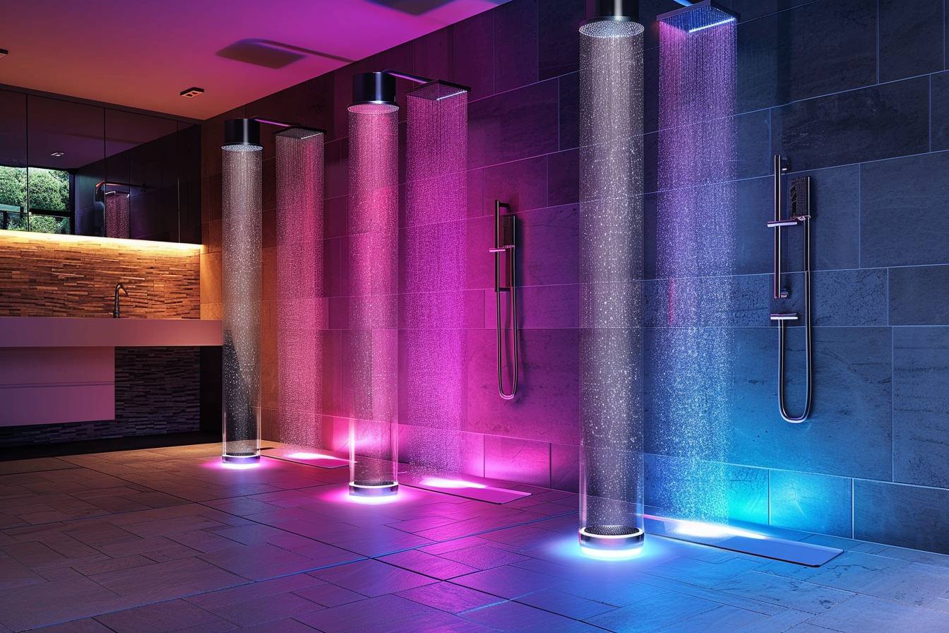 Colonne de douche avec éclairage LED moderne  
Expérience de douche personnalisée avec lumières LED