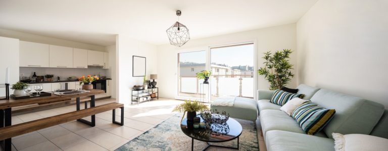 modern living room with designer sofa and coffee table.